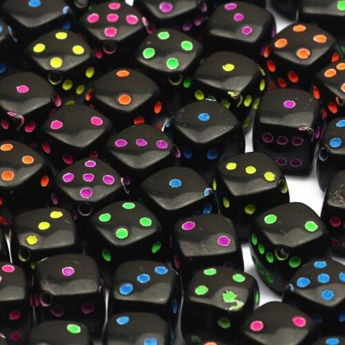 8mm Trend Black Dice Acrylic Square Loose Beads Supplies For Jewelry Making Diy Keychain Bracelet Necklace Earrings Accessories