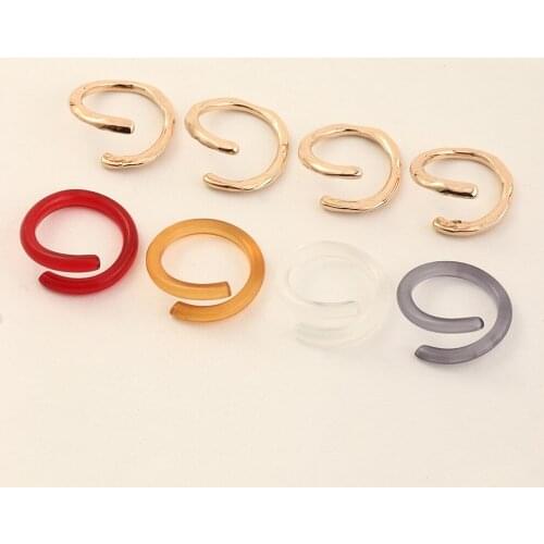 Fashion Colorful Transparent Acrylic Irregular Rings Female Vintage Metal Ring Index Finger Opening Ring for Women Girls Jewelry
