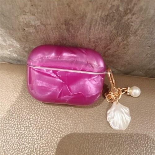 Soft Earphone Case for Apple Airpods Pro 3D Pearl Shell Keychain Cover for Airpods Pro Shell Pattern Wireless Headset Cover