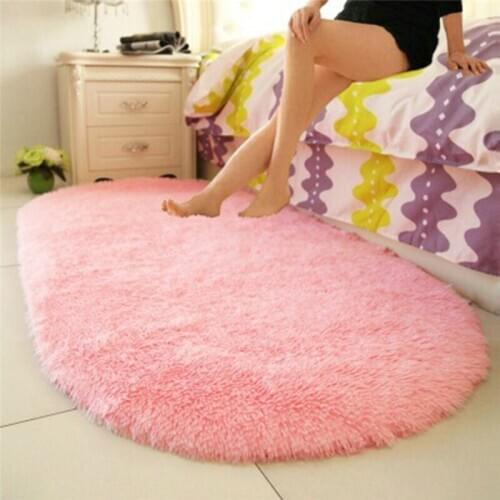 Soft Polyester Area Rug Carpets Living Room Long Plush Oval Carpet Polyester Shaggy Rugs Floor Mat For Bedroom