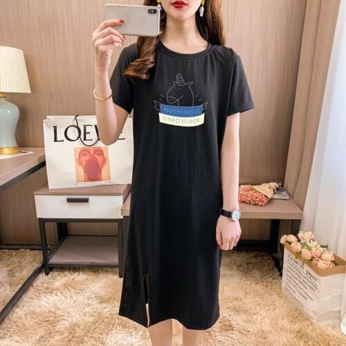 Over-the-knee Long Dress 2020 New Korean Womens Summer Tide Short-sleeved T-shirt Female Loose Student Unicorn