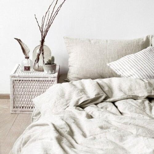 Pure Linen Duvet Cover France Washed Linens Flax Bed Comforter Cover Stone Quilt Cover King Size With Coconut Button Closure