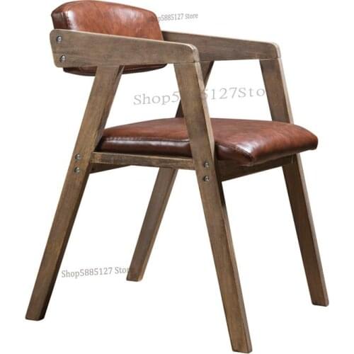 Simple Modern Solid Wood Dining Chair Backrest Chair Vintage Old Armchair Nordic Fabric Cafe Chair Desk Chair