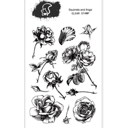 Rose theme pattern transparent silicone clear stamp for scrapbooking DIY craft decoration soft stamp background base