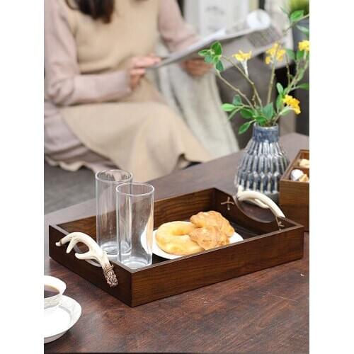 Rectangular solid wood household tea tray dessert plate