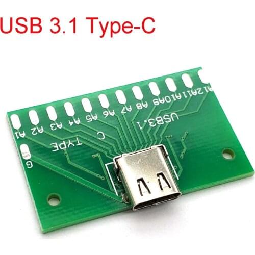 USB 3.1 Type-C Connector 24P 24Pin Female Socket PCB Adapter Welding test Circuirt Board