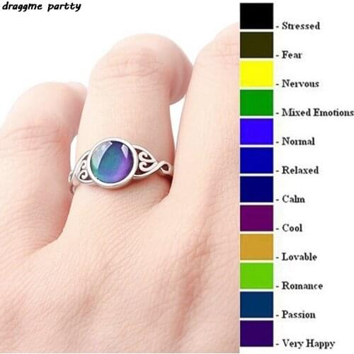 Vintage Women Mood Rings Temperature Change Colorful Color Emotion Feeling For Unisex Party Adjustable Ring Jewelry