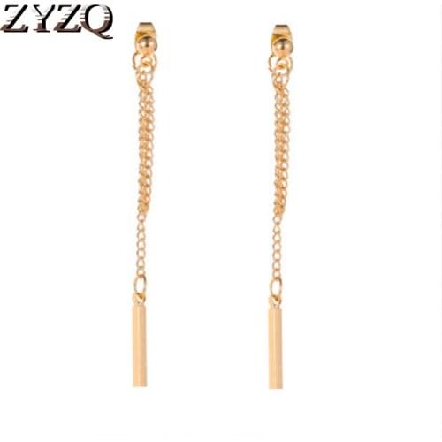 ZYZQ New Arrival Long Tassel Earrings For Women Elegant Simple Korean Stylish Golden Color Silver Plated Wholesale Earrings
