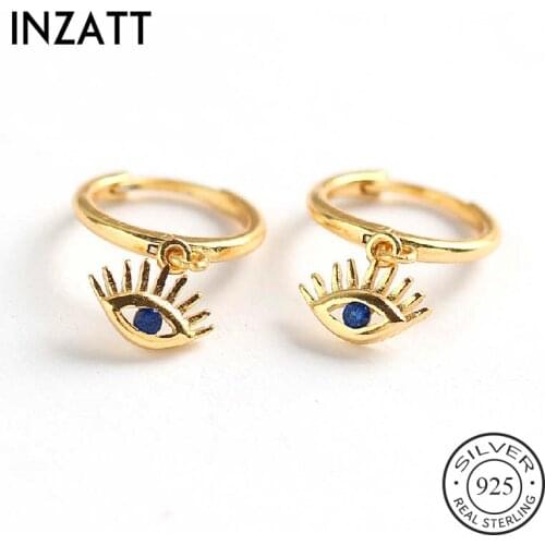 INZATT Real 925 Sterling Silver Blue Zircon Mysterious Eye Hoop Earrings For Fashion Women Party Punk Fine Jewelry Accessories