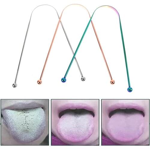 1PCS Stainless Steel Tongue Scraper Stainless Steel Oral Tongue Cleaner Brush Tongue Toothbrush Oral Hygiene