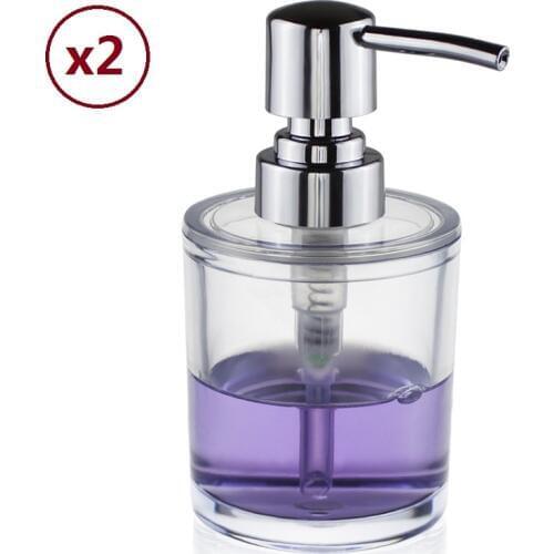 2X ABS Soap Lotion Liquid Dispenser Pump Bottle Transparent/Chrome Kitchen Dishwashing Bathroom Countertops 8.8 OZ (Clear)