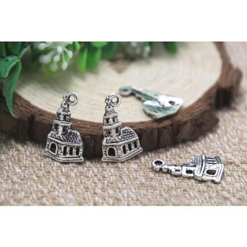 30pcs-- vintage castle Charms, Antique Tibetan prince castle Charm pendants 23x14mm