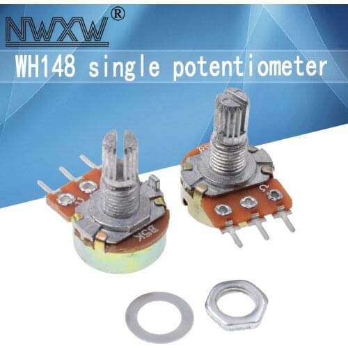 5pcs/lot WH-148 B5K 5k single 3-pin volume adjustment potentiometer B502 shaft length 15mm with nut and washer