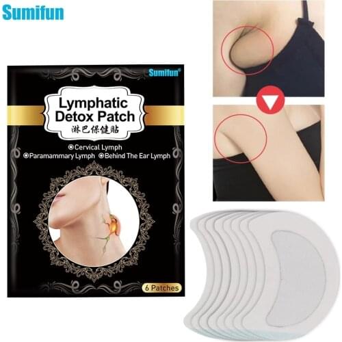 Sumifun 6pcs/1bag Lymphatic Detox Patch Neck Anti-Swelling Dredge Breast Herbs Sticker Lymph Pads Medical Plaster Body Health
