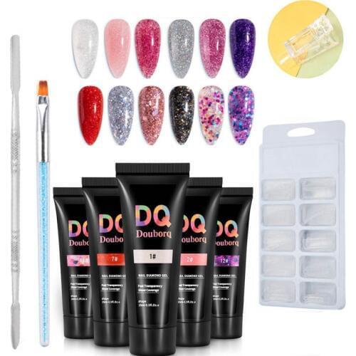 Diamond Nail Poly UV Acrylic Gel Sequins Gel For Building Natural Fast Builder Gel Quick Extension for Manicure Kit