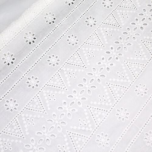 New 100%Cotton Cloth hollow-out Two side Embroidered Lace Fabric Handmade DIY Clothes Accessories Width 130cm 1Yard