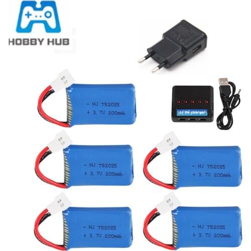 Battery For Syma X4 X11 X13 RC Drones 3.7V 200mah LiPo battery and charger set for Syma X4 X11 X13 RC Quadcopter Parts 752025