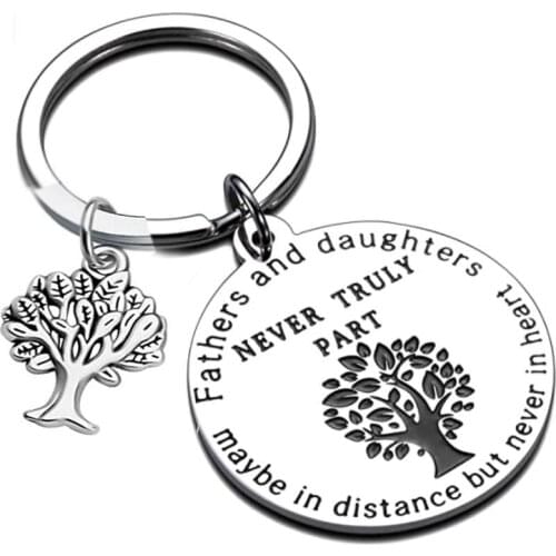 Dad Keychain Present from Daughter Fathers and Daughters Never Truly Part Dad Daughter Fathers Day Birthday Gifts for Daddy