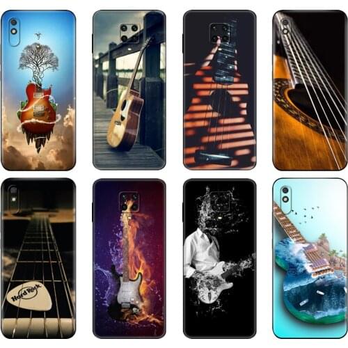 Black tpu Case For Xiaomi Redmi 7A 8 8A 9 9A 9C Case Redmi Note 8T 8Pro T Note9 9S 9Pro Guitar Strings Music Guitares Instrument