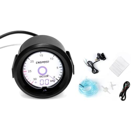 CNSPEED 2"52mm Auto Digital Virtual Pointer Vacuum Gauge -30-0Psi Racing Smoke Vacuum Gauge Analog Car meter
