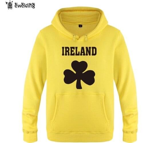 Mens Hoodies Ireland Shamrock Printed Hoodie Men Fleece Long Sleeve Mans Sweatshirt Skate Pullover Tracksuit Oversized Coat New