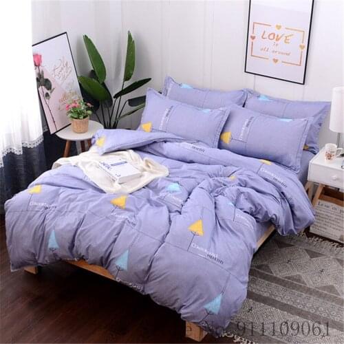 Home Textile Duvet Cover Bed Sheet Pillowcase Purple Simple Pattern Bedding Set Children Adult Linens Twin King Size Bedclothes