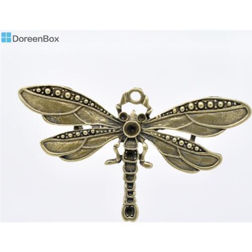 Doreen Box Lovely 5 Bronze Tone Dragonfly Charm Pendants 73x42mm (B13109)
