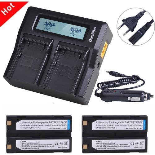 2Pcs 2600mAh 54344 Battery Akku + Rapid LCD Dual Charger for Trimble 5700,5800,R6,R7,R8,TSC1 GPS RECEIVER Batteries