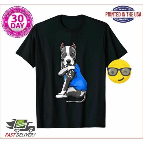 Pit Bull Dog Tattoo I Love Mom Mothers Day Gifts Tshirt Unisex Women Men Tee Shirt