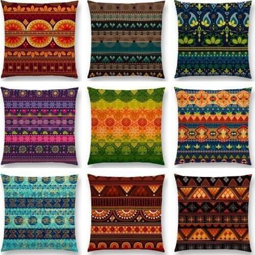 Boho Geometric Pattern National Style Exotic Striped Paisley Africa India Tribe Colorful Cushion Cover Nice Pillow Case