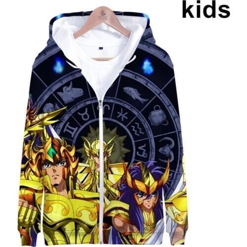 3 To 14 Years Kids Hoodies Saint Seiya 3d Print Hoodie Sweatshirt Boys Girls Knights Of The Zodiac Jacket Coat Children Clothes