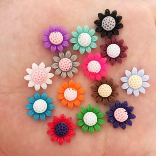 12mm Mix Resin Kawaii Sunflower Flatback Cabochon stone 100pcs DIY Scrapbook Decor Home Figurines Craft