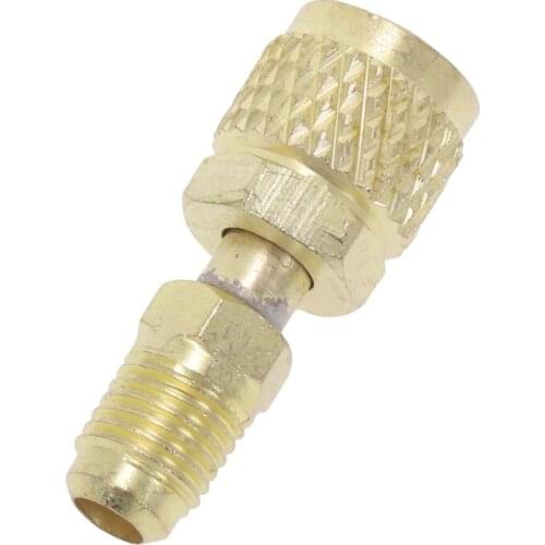 Brass R410A Adapter For Refrigerant HVAC Mini Split Air Conditioners 1/4" Male SAE to 5/16" Female SAE Charging Hose Pump