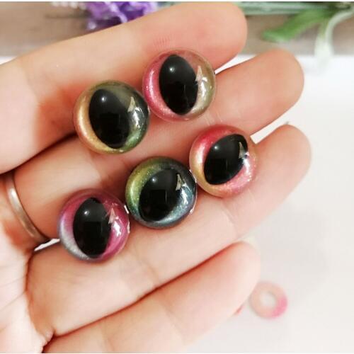 MASCKASZEM exclusive--13mm/14mm/15mm/18mm clear safety toy cat eyes+glitter rainbow fabric + hard washer-mixed color-100pcs/lot