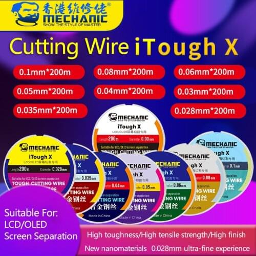 MECHANIC 200m Cutting Wire 0.028/0.03/0.035/0.04/0.05/0.06/0.08/0.1mm Diamond Line for LCD Display Screen Separator Repair Tool