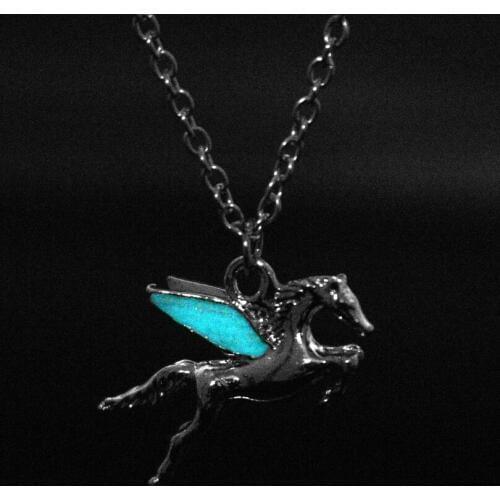 MQCHUN Anime Pegasus GLOW in the DARK Luminous Pendant Necklace Fashion Mens Horse Jewelry Hot Movie Percy Jackson