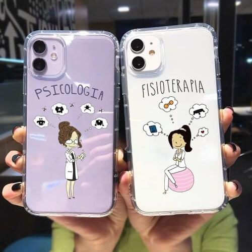 Cute Cartoon Doctors Nurse Teacher Clear Phone Case For iPhone 11 12 Pro MAX XR X XS SE2020 7 8 6 Plus Soft Silicone Cover Shell