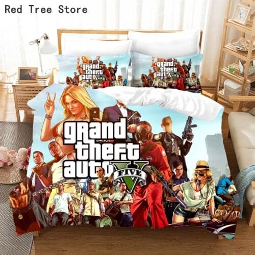 New Grand Theft Auto V Video Game GTA 5 3D Print Bedding Set Anime Duvet Cover Pillowcase Set AU EU US UK Kids Single King Size
