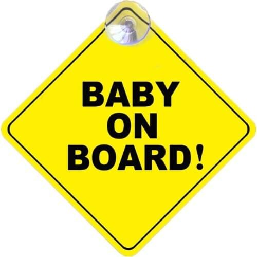 New BABY ON BOARD Stroller Safety Car Window Sticker Yellow Reflective Warning Sign