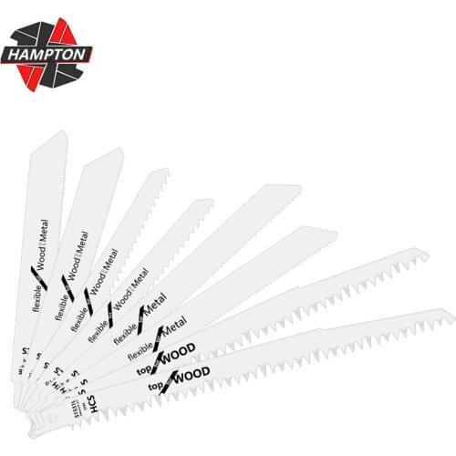 HAMPTON Jig Saw Blade 10pcs 5TPI-18TPI T-Shank Jigsaw Blade for Wood Cutting Tool HCS Steel Reciprocating Saw Blade