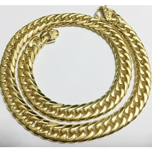 13mm Charming Mens Necklace Gold Color Stainless Steel Jewelry Accessories Steampunk Style Cuban Link Chain Friends Best Gift