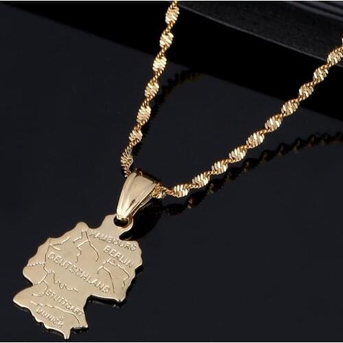 Map of Deutschland Pendant Necklace for Women Germany Map Jewelry