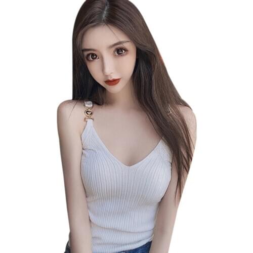 Sexy V-neck Sling Tops Korean Fashion Knitted Bottoming Camis Vest Women Tank Tops Women Tanks & Camis
