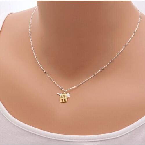 Fashion Birds and Bird Cage pendant necklace Gold White Rose Three Color Optional