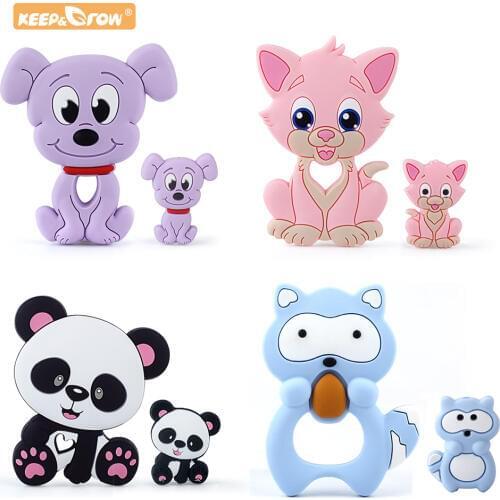 Keep&Grow Silicone Beads Candy Cat Baby Teether Cartoon Food Grade Safe Toys Tiny Rod For DIY Necklace Accessories BPA Free