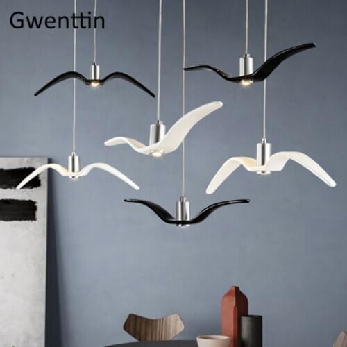 Modern Decor Seagull Pendant Light Bird Hanging Lamps for Dinning Room Living Room Hotel LED Light Fixtures Industrial Luminaire