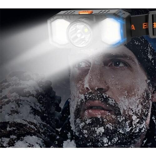 D2 With Built-in 18650 Battery USB Rechargeable Mini Flashlight Lantern COB LED Headlamp Camping Headlight Fishing Light Torch