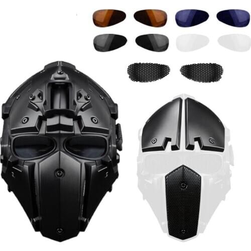 Tactical Full Face Mask Helmet with 4 Lenses Military Army Hunting Iron Multi-Function CS Paintball Protect Helmet Equipment