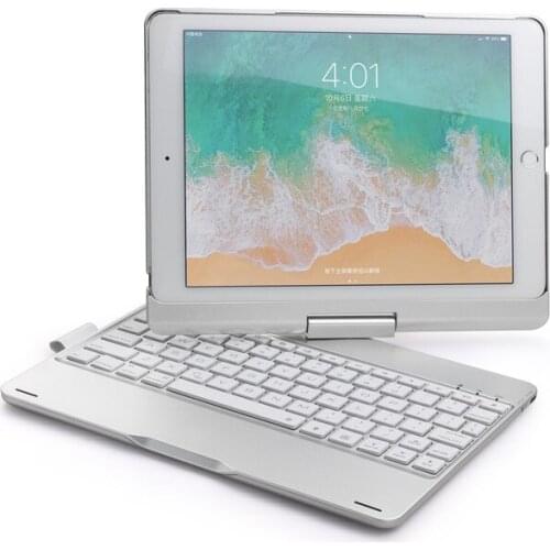 Aluminum alloy flip rotation easy to install 7 backlight colors breathing lights keyboard for ipad