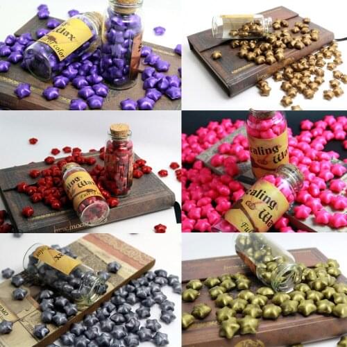 WYSE 40pcs Pentagram Sealling Stamp Star Shape Wax Beaded Wax Seal Stamp Beads for Envelope Wedding Wax Seal Craft Tools